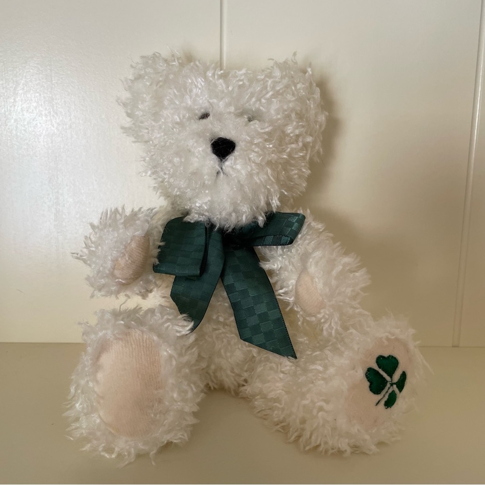 Irish St. Patrick’s Day Boyds Bears White Teddy Bear With Bow Tie and Shamrock